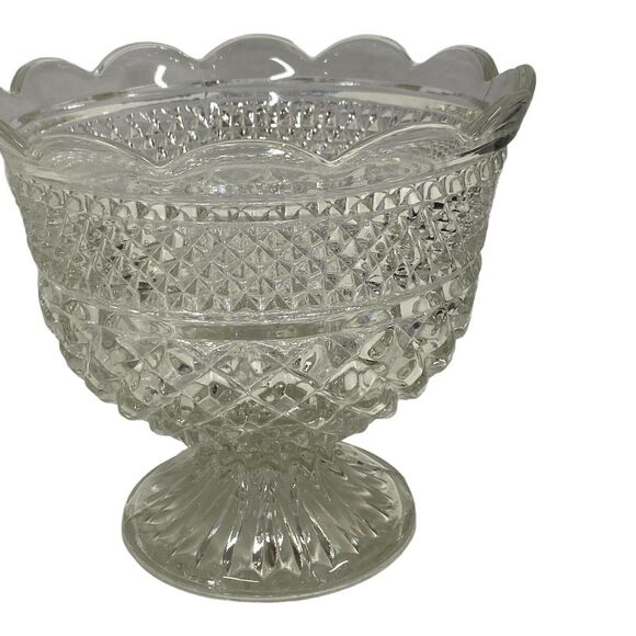 Vintage Anchor Hocking Crystal Wexford Glass Centerpiece Footed Bowl - Picture 7 of 12